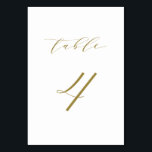 Gold Minimalist Script Wedding Table 4 Number<br><div class="desc">Table 4. Complete your tablescape with this elegant and simple table numbers card. It features gold minimalist script with white background. This script table number is perfect for weddings,  graduation,  baby showers,  bridal showers and other events. Other number and colour are available.</div>