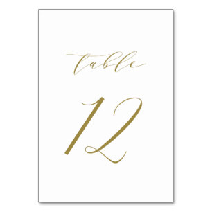 Gold Minimalist Script Wedding Table Number 12