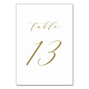 Gold Minimalist Script Wedding Table Number 13