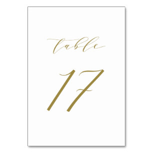 Gold Minimalist Script Wedding Table Number 17