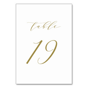 Gold Minimalist Script Wedding Table Number 19