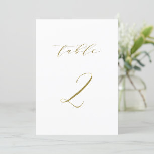 Gold Minimalist Script Wedding Table Number 2