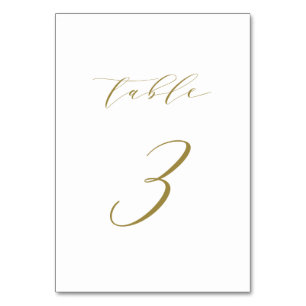 Gold Minimalist Script Wedding Table Number 3