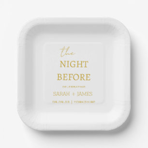 Gold Minimalist The Night Before Wedding  Paper Plate