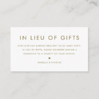 Gold Minimalist Typography In Lieu Of Gifts