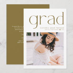 Gold Minimalist Typography Photo Graduation Announcement