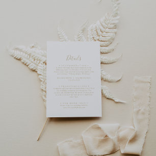 Gold Minimalist Wedding Details Enclosure Card