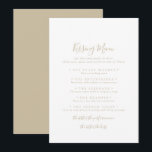 Gold Minimalist Wedding Kissing Menu Game Card<br><div class="desc">This gold minimalist wedding kissing menu game card is perfect for a modern wedding reception. The simple and elegant design features classic and fancy script typography in gold.</div>