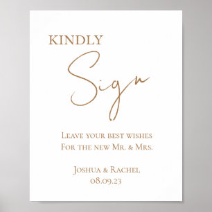 Gold Minimalist Wedding Sign-In Poster Print