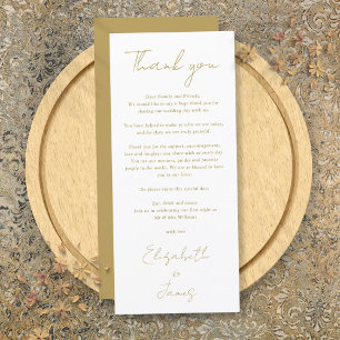 Gold Minimalist Wedding Thank You Place Card
