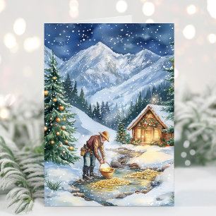 Gold Mining Gold Panning Christmas Card