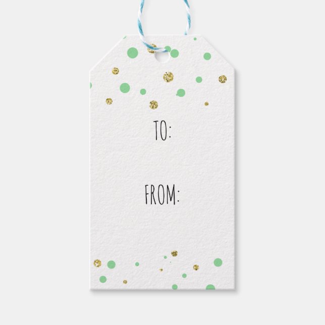 Gold Mint Confetti Gift Tags (Front)