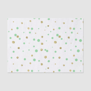 Gold Mint Faux Glitter Confetti Dots Tissue Paper