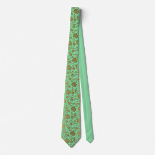 Gold & Mint-Green Damasks Seamless Pattern Tie