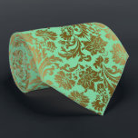 Gold & Mint-Green Damasks Tie<br><div class="desc">Elegant gold tones vintage floral damasks over customisable mint-green background colour you can change. Makes a very cool wedding gift. If you need any help customising any of my designs,  contact ArtOnWear designer. Free text formatting with live help available by request.</div>