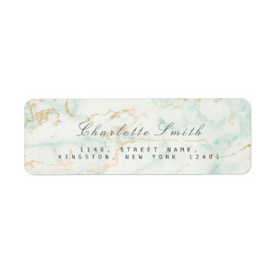 Gold Mint Green Marble Return Address Labels
