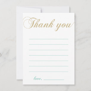 Gold & Mint   Modern Boy Party Thank You Note Card