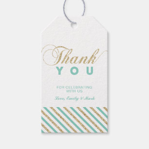 Gold & Mint Modern Party Favour Thank You Tags