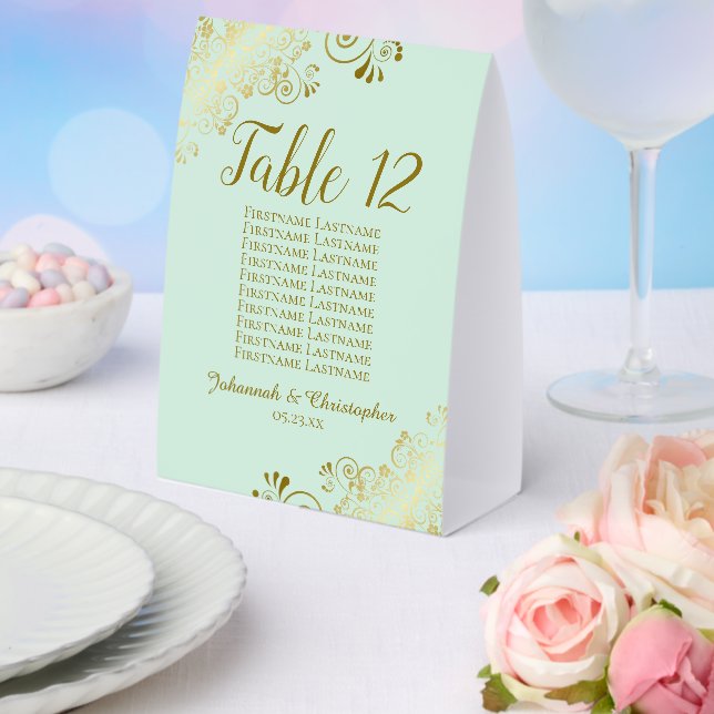 Gold & Mint Wedding Table Number Seating Chart (Insitu(Wedding))