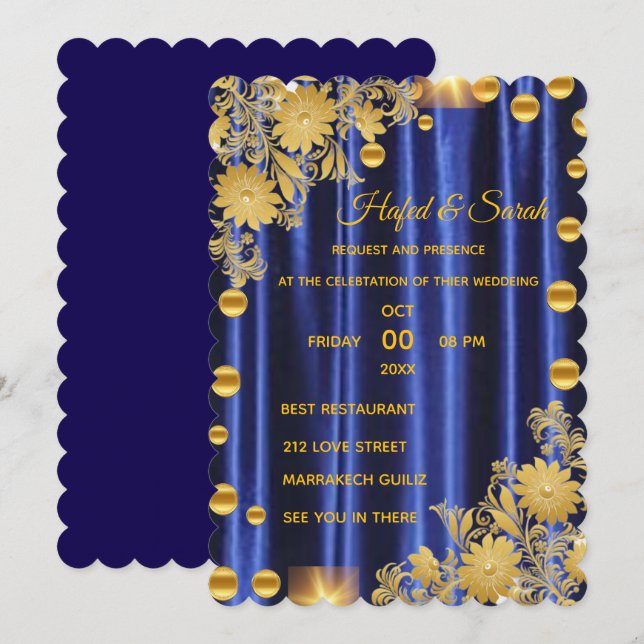 Gold Mirrored wedding invitation, Gold mirror invi Invitation (Front/Back)
