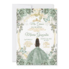 Gold Mis Quince Dusty Green Floral Quinceañera