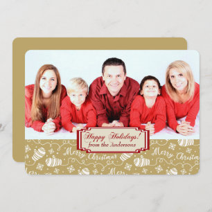 Gold Mittens Border Template Christmas Flat Card