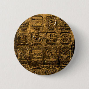 Gold mobile phone icons 6 cm round badge