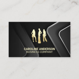 Gold Models   Grey Black Metallic Background Business Card
