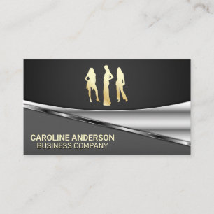Gold Models   Grey Black Metallic Background Business Card