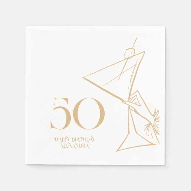Gold Modern 50th Adult Birthday Napkin (Front)