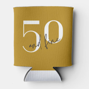 Gold Modern 50th Birthday Can Cooler