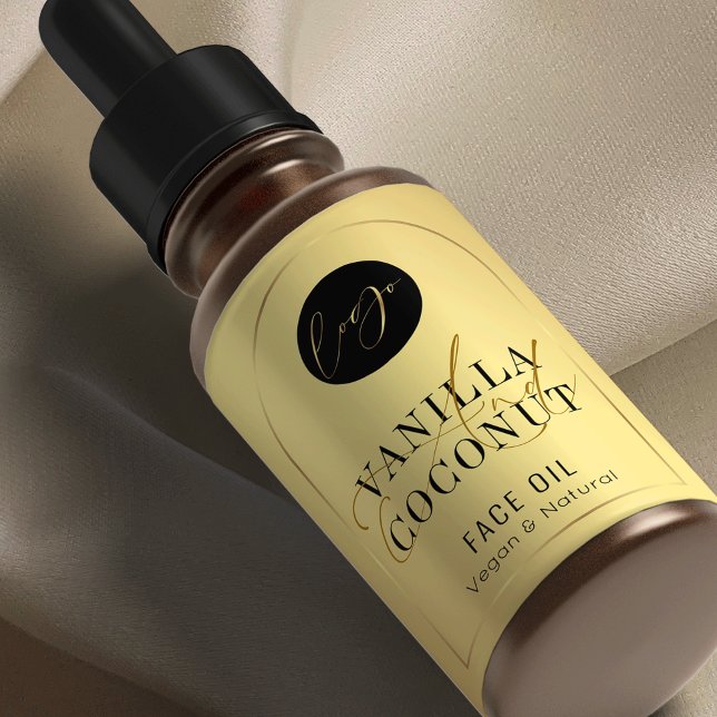 Gold Modern 60ml Cosmetic Bottle Wrap Around Label (Elegant gold product labels for cosmetic dropper, spray or pump bottles)