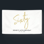 Gold Modern 60th Birthday Party Banner<br><div class="desc">This simple birthday banner design features gold lettering "Sixty" with a custom text. You can personalise the text. More matching items available at my shop BaraBomDesign.</div>