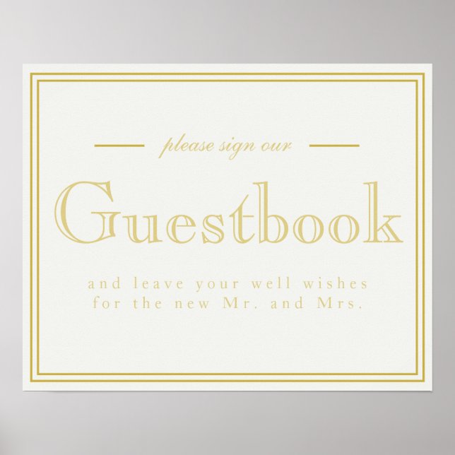Gold Modern Art Deco Guestbook Sign (Front)