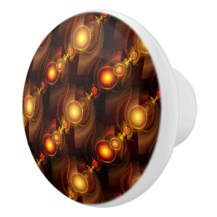 Gold Modern Boho Elegant Abstract Art Pattern #501 Ceramic Knob