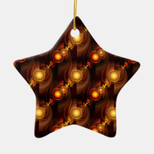 Gold Modern Boho Elegant Abstract Art Pattern #501 Ceramic Tree Decoration (Front)