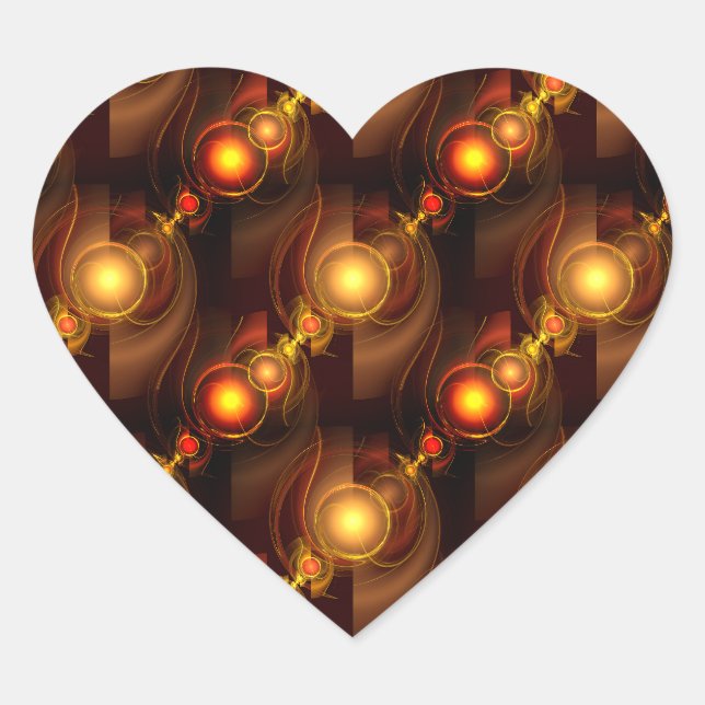 Gold Modern Boho Elegant Abstract Art Pattern #501 Heart Sticker (Front)