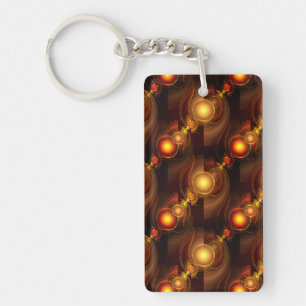 Gold Modern Boho Elegant Abstract Art Pattern #501 Key Ring
