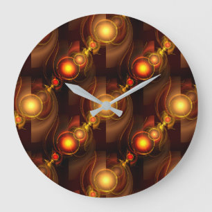 Gold Modern Boho Elegant Abstract Art Pattern #501 Large Clock