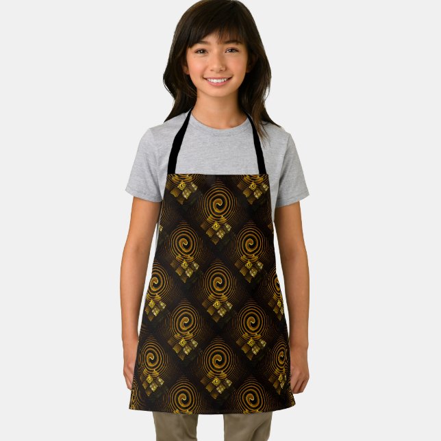 Gold Modern Boho Elegant Abstract Art Pattern #502 Apron (Insitu)