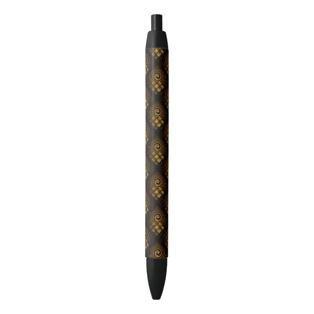 Gold Modern Boho Elegant Abstract Art Pattern #502 Black Ink Pen (Front Vertical)