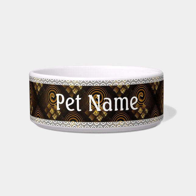 Gold Modern Boho Elegant Abstract Art Pattern #502 Bowl (Front)