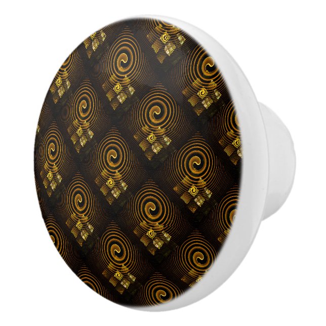 Gold Modern Boho Elegant Abstract Art Pattern #502 Ceramic Knob (Right)