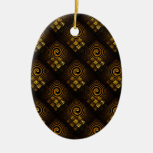 Gold Modern Boho Elegant Abstract Art Pattern #502 Ceramic Tree Decoration