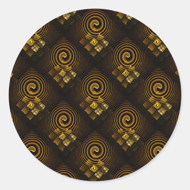 Gold Modern Boho Elegant Abstract Art Pattern #502 Classic Round Sticker (Front)