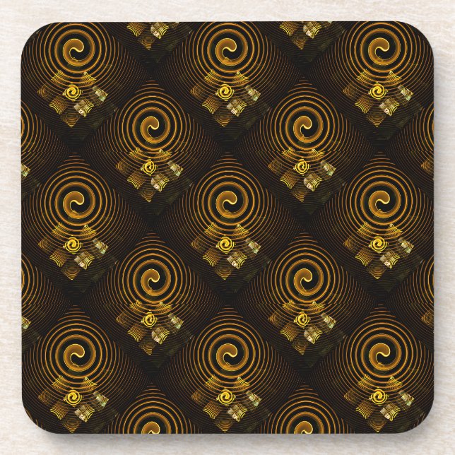 Gold Modern Boho Elegant Abstract Art Pattern #502 Coaster (Front)