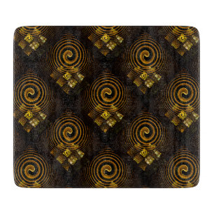 Gold Modern Boho Elegant Abstract Art Pattern #502 Cutting Board