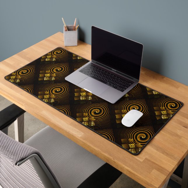 Gold Modern Boho Elegant Abstract Art Pattern #502 Desk Mat (Office 2)