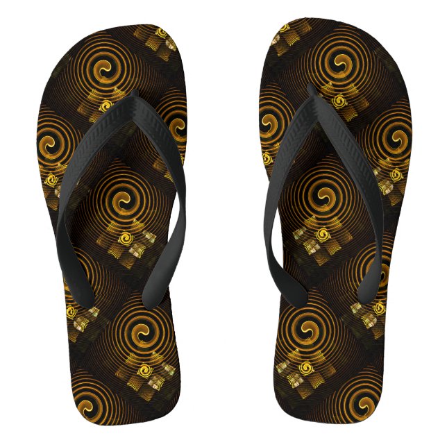 Gold Modern Boho Elegant Abstract Art Pattern #502 Flip Flops (Footbed)
