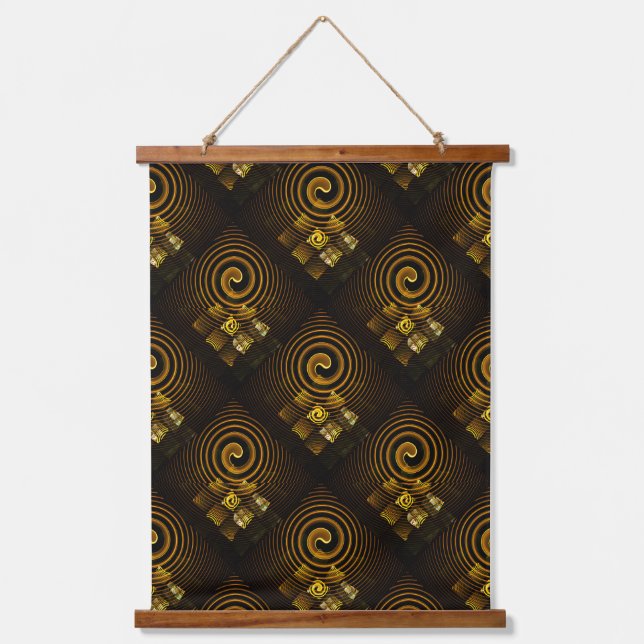 Gold Modern Boho Elegant Abstract Art Pattern #502 Hanging Tapestry (Front)